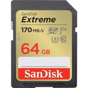Tarjeta de Memoria SanDisk Extreme 64GB SD XC UHS-I Clase 10/ 170MBs 619659188610 SDSDXV2-064G-GNCIN SND-MICROSD EXTRM 64GB ADP