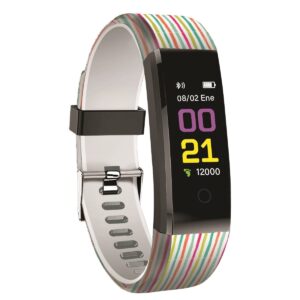 8426801154834 | P/N: MIOSMB014 | Cod. Artículo: DSP0000024959 Pulsera smartband muvit io health pop rayas multicolor