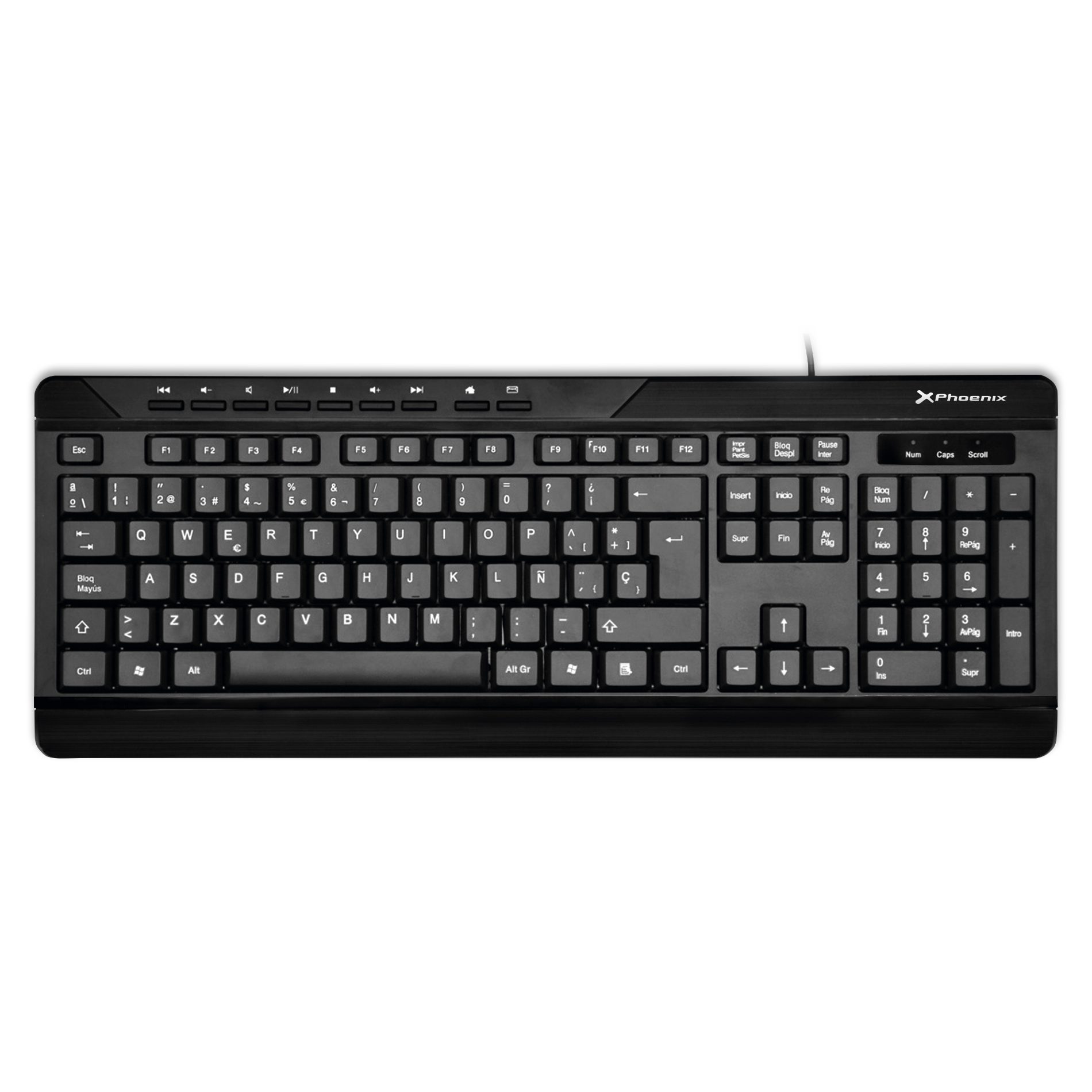 8436583230244 | P/N:  | Cod. Artículo: PHKEYLIGHTMEDIA Teclado multimedia key light media español con cable usb qwerty