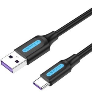 Cable USB 2.0 Tipo-C Vention CORBF/ USB Macho - USB Tipo-C Macho/ Hasta 100W/ 480Mbps/ 1m/ Negro 6922794749504 CORBF VEN-CAB CORBF