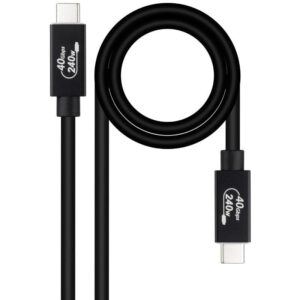 Cable USB 4.0 Nanocable 10.01.5001/ USB Tipo-C Macho - USB Tipo-C Macho/ Hasta 240W/ 40Gbps/ 1m/ Negro 8433281014411 10.01.5001 NAN-CAB 10 01 5001