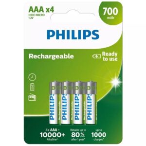 Pack de 4 Pilas AAA Philips R03B4A70/10/ 1.2V/ Recargables 8710895962902 R03B4A70/10 PHIL-PILA R03B4A70 10