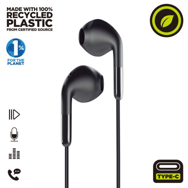 Auriculares muvit e58 usb tipo c negro - Imagen 2