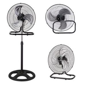 8435684314532 183771009 FABRILAMP VENTILADOR 3 EN 1 RECIO NEGRO 50 D 3 VEL. 70W 3 ASPAS ALUMINIO EN PLATA OSCILA·