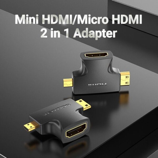 Adaptador HDMI 2 en 1 Vention AGFB0/ HDMI Hembra - Micro HDMI Macho - Mini HDMI Macho - Imagen 3