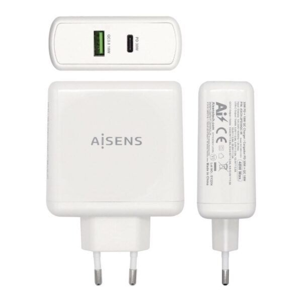 Cargador de Pared Aisens ASCH-2PD30QC-W/ 1xUSB Tipo-C/ 1x USB/ 48W - Imagen 2