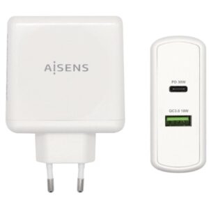 Cargador de Pared Aisens ASCH-2PD30QC-W/ 1xUSB Tipo-C/ 1x USB/ 48W 8436574706222 ASCH-2PD30QC-W AIS-CARGA ASCH-2PD30QC-W