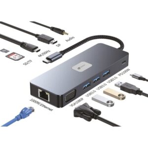 Docking USB Tipo-C Leotec LEDS03/ 3xUSB/ 1xUSB Tipo-C PD/ 1xHDMI 4K/ 1 xDisplayPort/ 1xVGA/ 1xAudio/ 1xRJ45/ 1xLector Tarjetas SD y MicroSD/ Gris 8436588882646 LEDS03 LEO-DOCK LEDS03