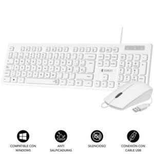 Teclado y Ratón Subblim Combo Business Slim Silencioso/ Blanco 8436586742553 SUBKBC-CSSK02 SUB-TEC COMBO BUS SLIM WH