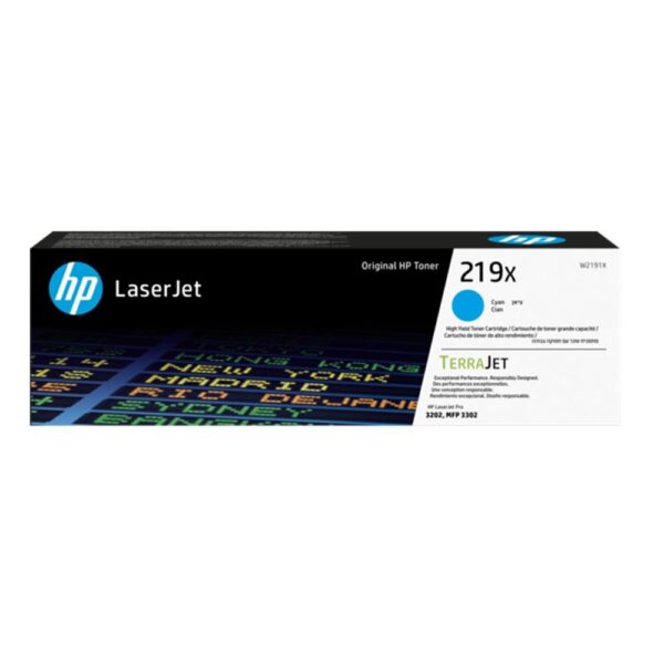 195161016295 | P/N: W2191X | Cod. Artículo: DSP0000025553 Toner hp 219x high yield cyan original laserjet cartridge