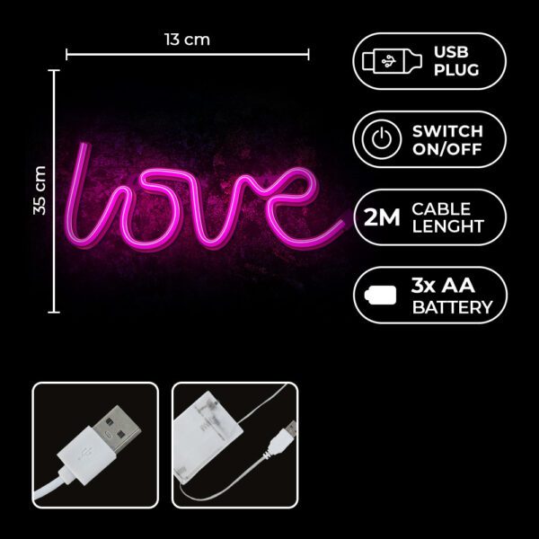 Lampara forever neon led love pink - Imagen 2