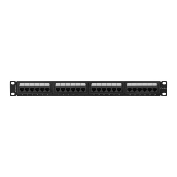 5901969428308 | P/N: PPUA-1024-B | Cod. Artículo: DSP0000019348 Patch panel lanberg 24 puertos 1u cat.6a utp 19pulgadas negro