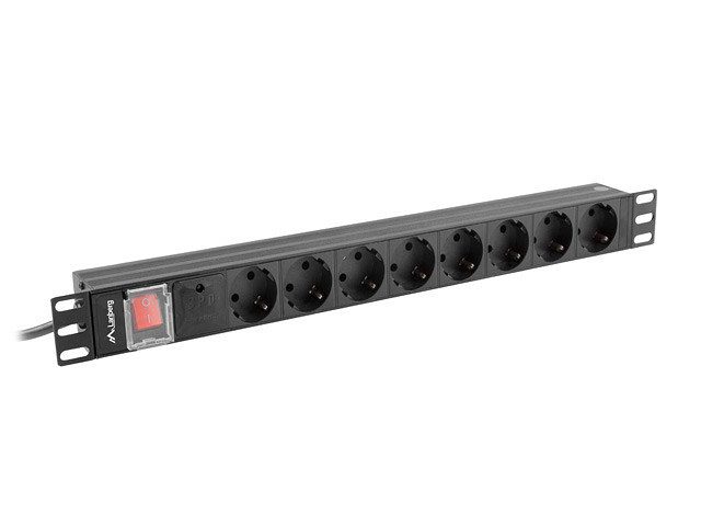 5901969429749 | P/N: PDU-08F-0200-BK | Cod. Artículo: DSP0000009513 Regleta lanberg 1u 16a rack 19 8x schuko negro 2m