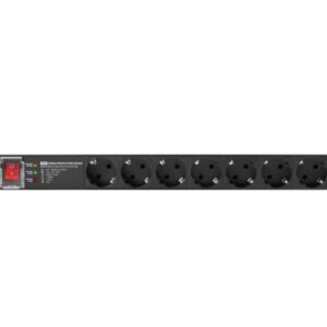 5901969429763 | P/N: PDU-PRO-07F-0200-BK | Cod. Artículo: DSP0000012877 Regleta lanberg 1u 16a 7x schuko rack 19pulgadas 2m negro