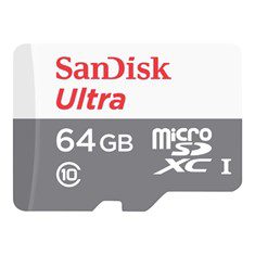 619659185060 | P/N: SDSQUNR-064G-GN3MA | Cod. Artículo: MGS0000000554 Tarjeta memoria micro secure digital sd hc + adaptador sandisk - 64gb - clase 10 - sdhc 100mb - s