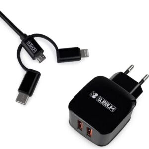 8436586740702 | P/N: SUB-CHG-1ZWC02 | Cod. Artículo: DSP0000021734 Cargador subblim 12w usb tipo a + cable 3 en 1