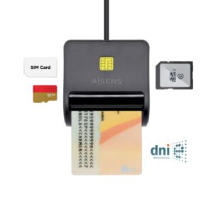 AISENS LECTOR DE TARJETA DNI SIM SD Micro SD MMC RS-MMC MMC Micro NEGRO 8436574706109 ASCR-SN02SD-BK