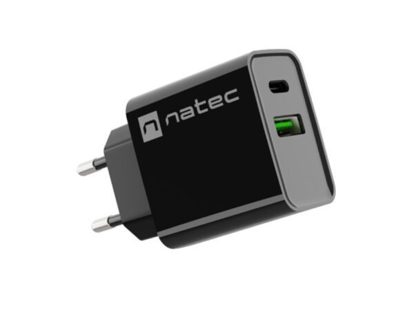 CARGADOR NATEC RIBERA 20W 1XUSB-A + 1XUSB-C PD3.0 QC3.0 NEGRO 5901969443110 NUC-2062