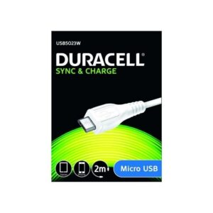 Cable USB 2.0 Duracell USB5023W/ USB Macho - MicroUSB Macho/ 2m/ Blanco 5055190170694 USB5023W DRC-CABLE USB5023W