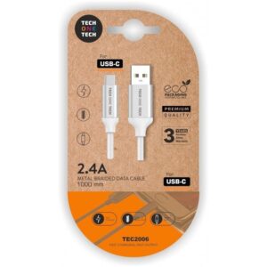 Cable USB 2.0 Tech One Tech TEC2006/ USB Tipo-C Macho - USB Macho/ 1m/ Blanco 8436546593584 TEC2006 TOT-CAB TEC2006