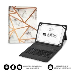 Funda con Teclado Subblim Keytab Pro Bluetooth para Tablets de 9"-11"/ Marmol Blanco 8436586742423 SUBKT5-BTTW10 SUB-FUNDA KT5-BTTW10