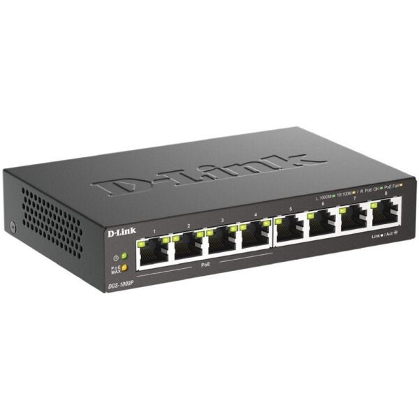 Switch D-Link DGS-1008P 8 Puertos/ RJ-45 Gigabit 10/100/1000/ PoE 790069344176 DGS-1008P/E DLK-DGS-1008P