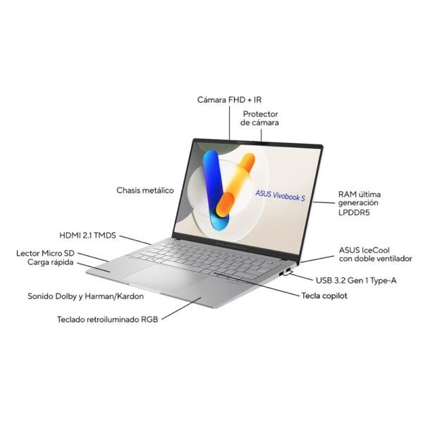 Asus vivobook oled m5406na - qd082w  amd ryzen 5 7535hs 14pulgadas 16gb ssd512gb w11 - Imagen 5