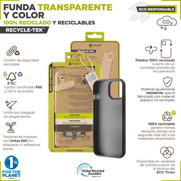 Funda muvit recycletek para oppo a38 4g transparente - Imagen 2