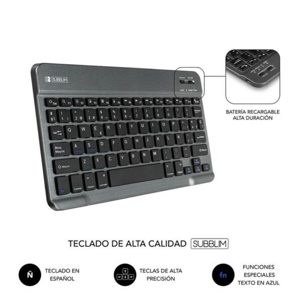 Funda + teclado subblim keytab pro para tablet 10.1pulgadas rojo - Imagen 3