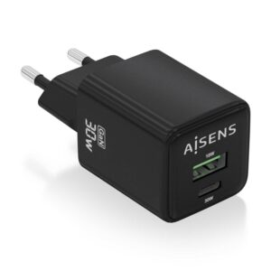 CARGADOR AISENS GAN 30W 1XUSB-C PD3.0 QC4.0 1XUSB-A QC3.0 NEGRO 8435739901298 ASCH-30W2P038-BK