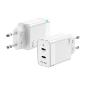 CARGADOR GAN AISENS 45W 2XUSB-C PD3.0 QC4.0 BLANCO 8436574708738 ASCH-45W2P005-W