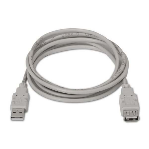 Cable Alargador USB 2.0 Aisens A101-0012/ USB Macho - USB Hembra/ Hasta 2.5W/ 60Mbps/ 1m/ Beige - Imagen 2