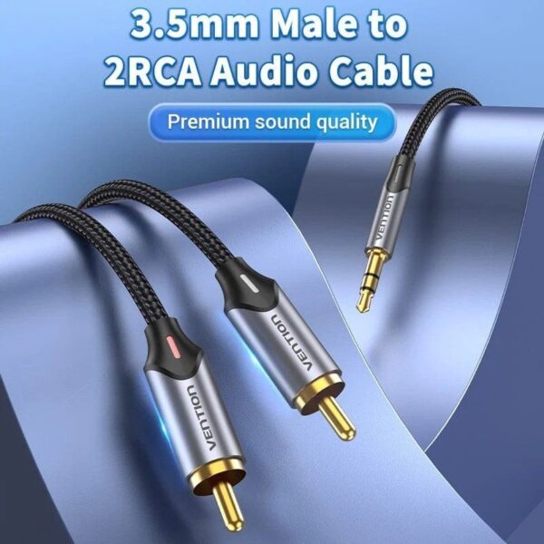 Cable Audio Vention BCNBG/ 2x RCA Macho - Jack 3.5 Macho/ 1.5m/ Gris - Imagen 3