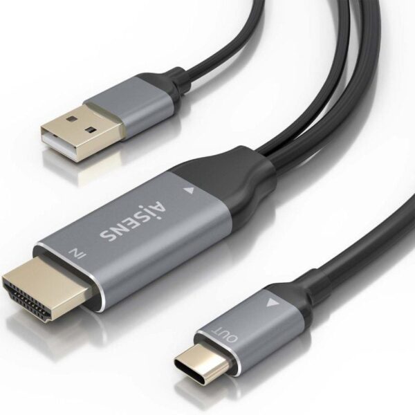 Cable Conversor Aisens A109-0871/ HDMI Macho/ USB Macho - USB Tipo-C Macho/ 1.8m/ Negro - Imagen 3