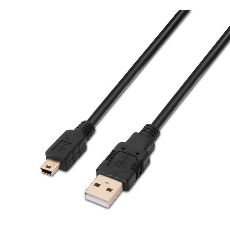 Cable USB 2.0 Aisens A101-0024/ USB Macho - MiniUSB Macho/ Hasta 2.5W/ 60Mbps/ 1m/ Negro 8436574700237 A101-0024 AIS-CAB A101-0024