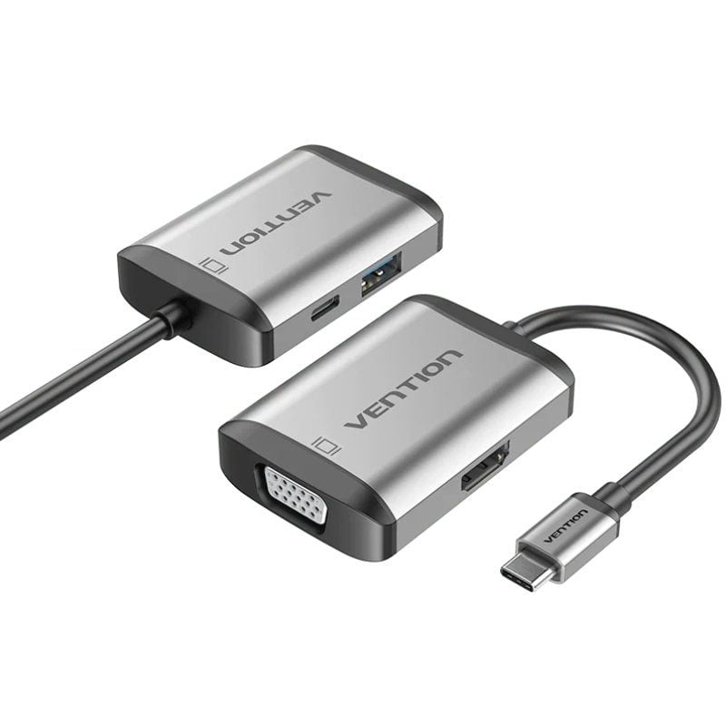 Conversor Vention TFAHB/ 1xUSB/ 1xHDMI/ 1xVGA/ 1xUSB Tipo-C PD/ 15cm/ Gris 6922794742567 TFAHB VEN-CAB TFAHB