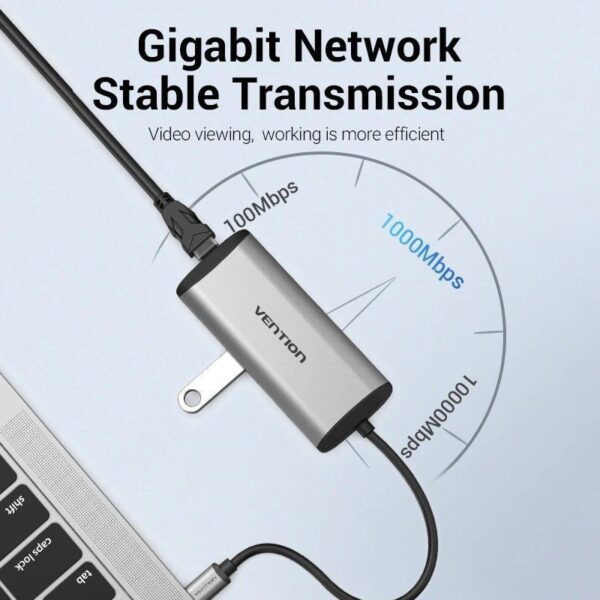 Docking USB Tipo-C Vention THAHB/ 1xHDMI/ 3xUSB/ 1xUSB Tipo-C PD/ 1xRJ45/ 1xLector tarjetas/ 1xAudio/ Gris - Imagen 4