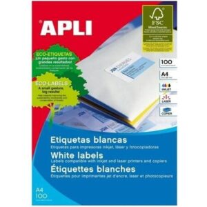 Etiquetas Adhesivas Apli 1273/ 70 x 37mm/ 100 Hojas 8410782012733 1273 API-ETIQUETA A4 70X37MM