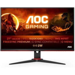 Monitor Gaming AOC 27G2SPAE/BK 27"/ Full HD/ 1ms/ 165Hz/ IPS/ Multimedia/ Negro y Rojo 4038986180566 27G2SPAE/BK AOC-M 27G2SPAE BK