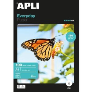 Papel Fotográfico Apli Everyday 11475/ DIN A4/ 180g/ 100 Hojas/ Brillante 8410782114758 11475 API-PAPEL FOTO A4 180GR