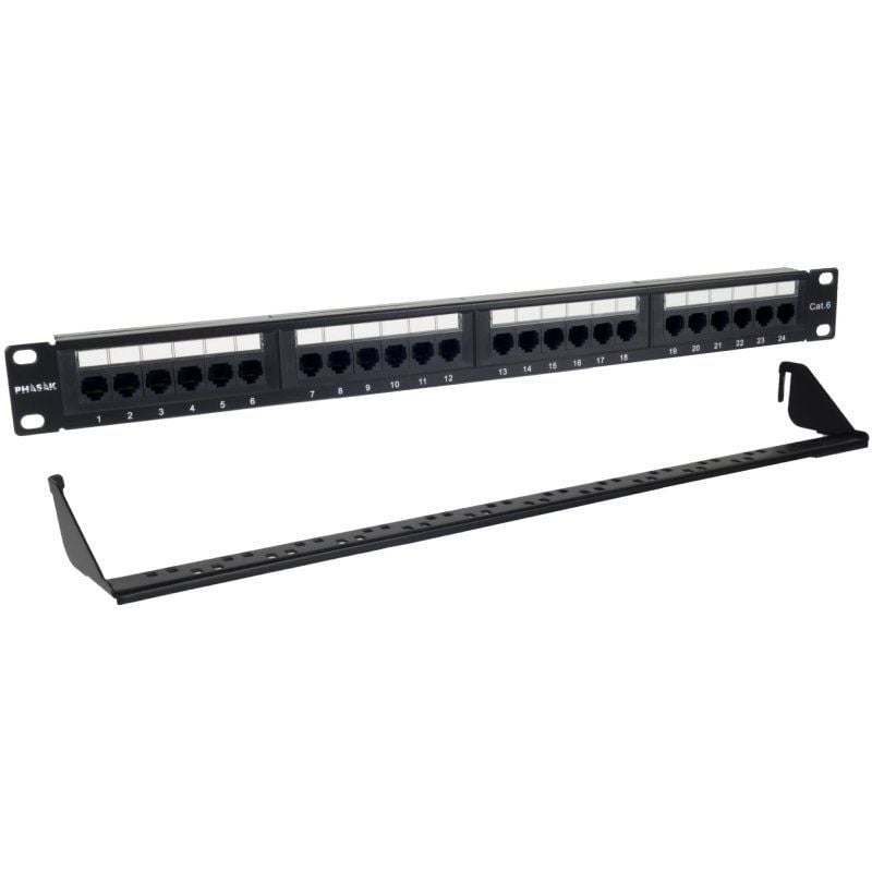 Patch Panel Phasak PU 2424/ 24 Puertos/ Cat.6/ Altura 1U/ Gestión de Cables 5605922051205 PU 2424 PHK-PATCH PU 2424