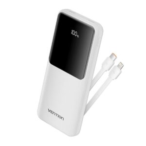 Powerbank 10000mAh Vention FHOW0/ 22.5W/ Blanca/ Incluye Cable USB TIpo-C y Lightning 6922794784642 FHOW0 VEN-BAT FHOW0