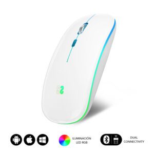 RATÓN ÓPTICO INALÁMBRICO 2.4G Y BT RGB LED DUAL FLAT MOUSE WHITE 8436586742034 | P/N: SUBMO-LDFLAT2 | Ref. Artículo: 1352975