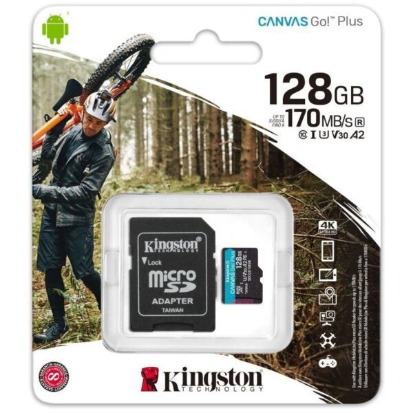 Tarjeta de Memoria Kingston CANVAS Go! Plus 128GB microSD XC con Adaptador/ Clase 10/ 170MBs - Imagen 3