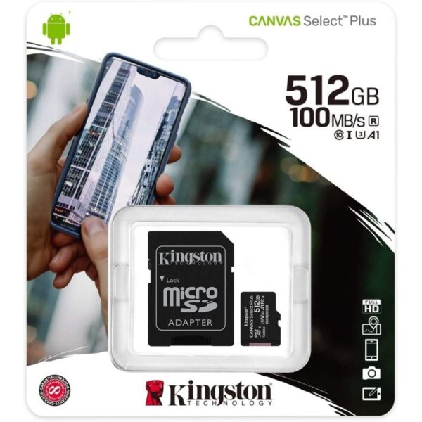 Tarjeta de Memoria Kingston CANVAS Select Plus 512GB microSD XC con Adaptador/ Clase 10/ 100MBs - Imagen 3