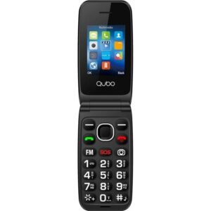 Teléfono Móvil Qubo NEON2W-SOS para Personas Mayores/ Negro/ Incluye Base de Carga 6944762700409 NEO2NW BK SOS QUB-TEL NEO2NW-SOS BK