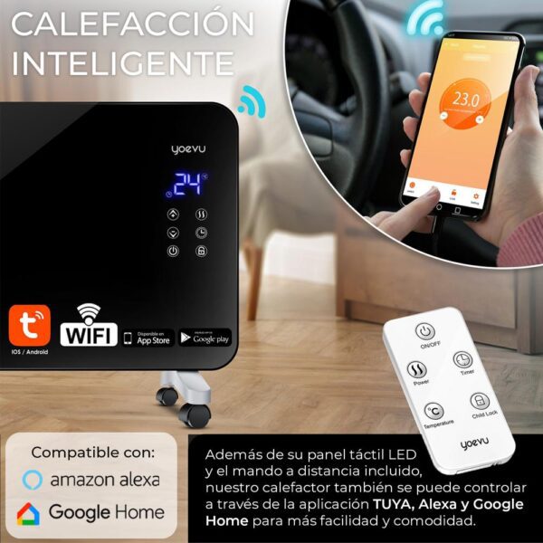 Yoevu | radiador bajo consumo | 1500w | programable | control app wifi | negro - Imagen 4