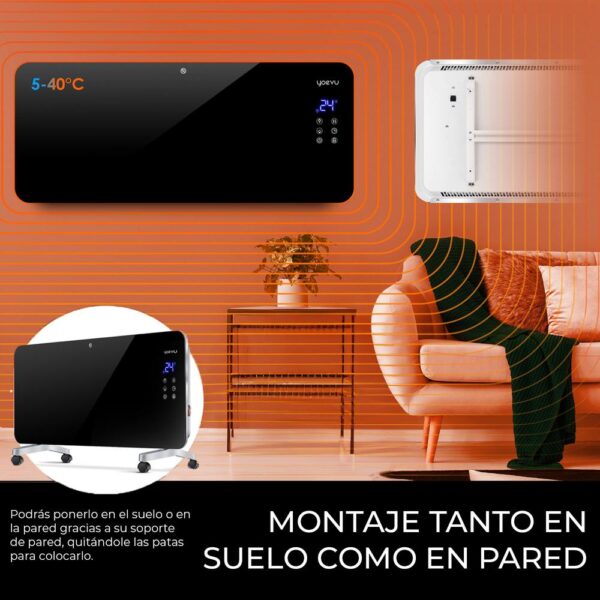 Yoevu | radiador bajo consumo | 1500w | programable | control app wifi | negro - Imagen 7