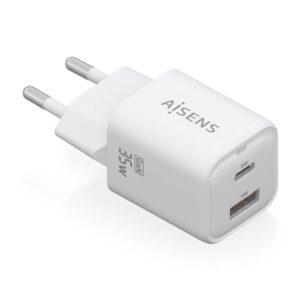 CARGADOR AISENS GAN 35W 1XUSB-C PD3.0 QC4.0 1XUSB-A QC3.0 BLANCO 8435739900888 ASCH-35W2P024-W