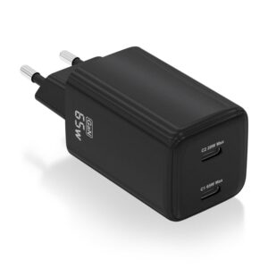 CARGADOR AISENS GAN 65W 2XUSB-C PD3.0 QC4.0 NEGRO 8435739901342 ASCH-65W2P040-BK